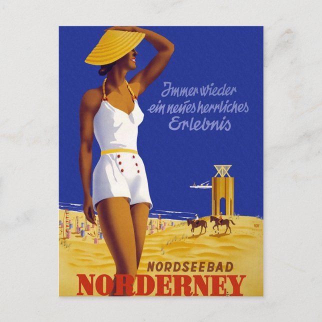 Vintage Norderney Tyskland Vykort (Framsida)