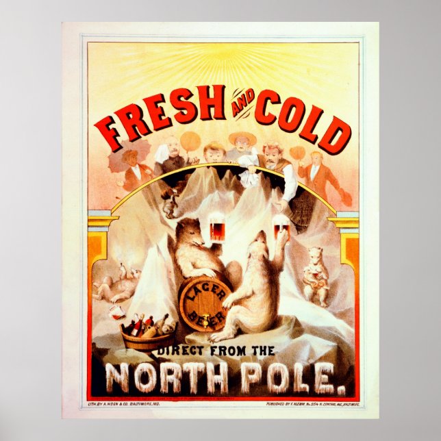 Vintage Nordpolöl, färska och Kall Poster (Framsidan)