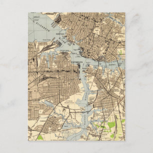 Vintage Norfolk & Portsmouth Virginia Karta (1944) Vykort
