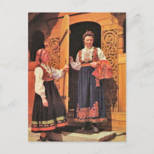 Vintage Norge, Dam i traditionell kostym Vykort