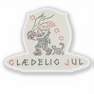 Vintage Norge Jul Glaedelig Jul Klistermärken
