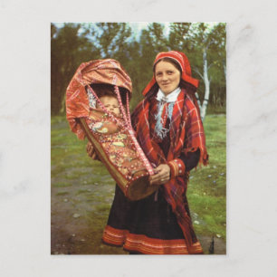 Vintage Norge, Sami mor och baby, Lappland Vykort