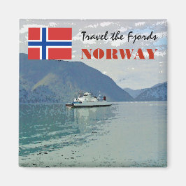 Vintage Norge Skandinavien Fjords Resesouvenir Magnet