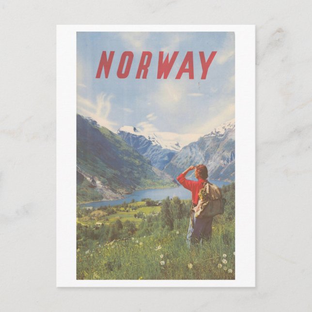 Vintage Norge Travel Poster Vykort (Framsida)