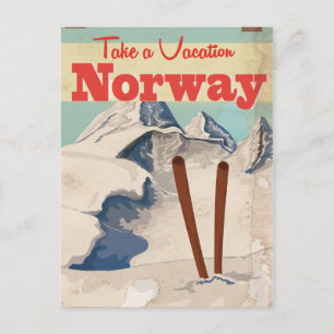 Vintage Norge Travel Poster Vykort