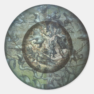 Vintage Norra Konstellation Celestial Astronomi Runt Klistermärke