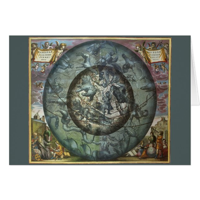 Vintage Norra stjärnbilden Celestial Astronomi Hälsningskort (Framsidan Horizontal)