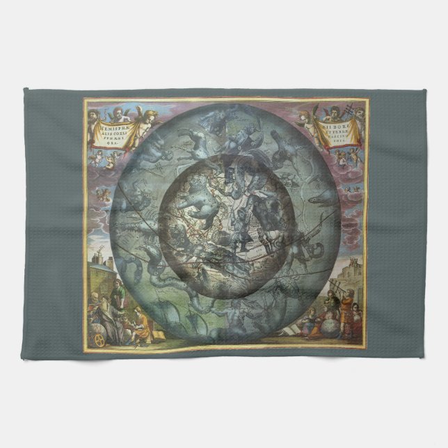 Vintage Norra stjärnbilden Celestial Astronomi Kökshandduk (Horisontell)