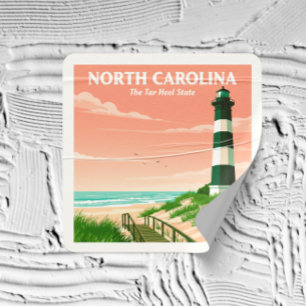 Vintage North Carolina Fyrkantigt Klistermärke