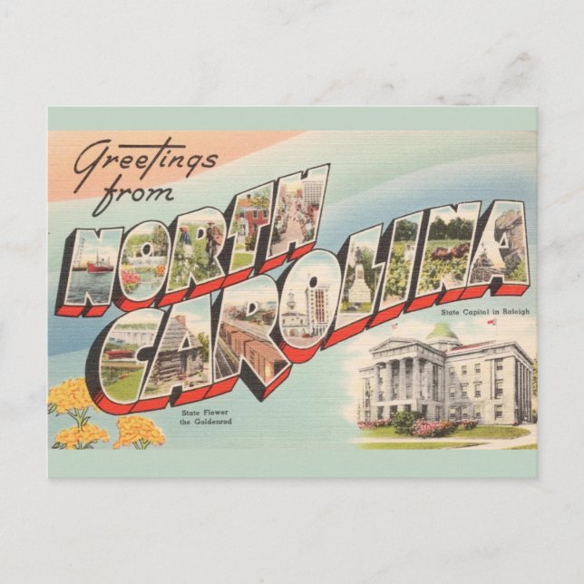 Vintage North Carolina Hälsning Vykort (Framsida)