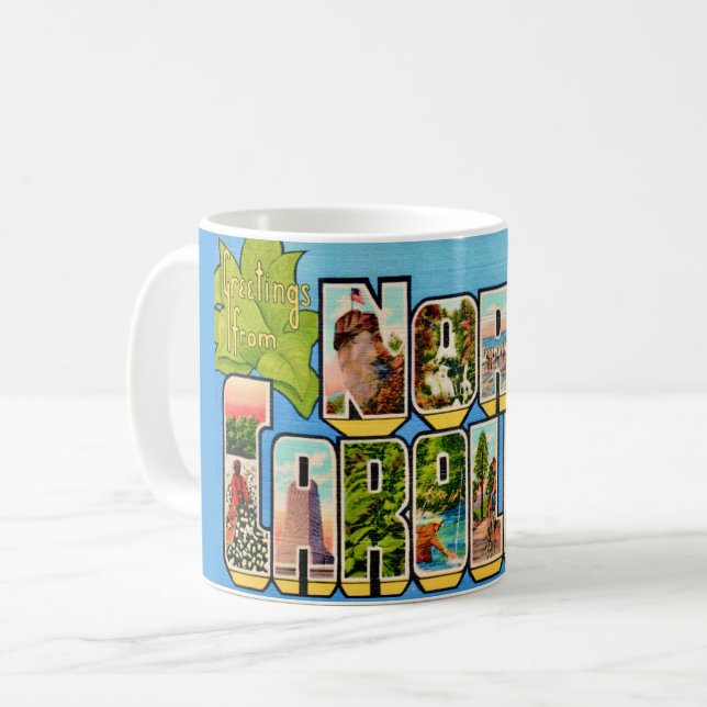 Vintage North Carolina Hälsningar Kaffemugg (Framsida vänster)