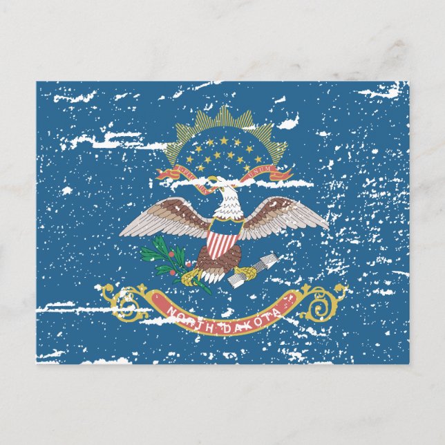 Vintage NORTH DAKOTA Flagga Vykort (Framsida)
