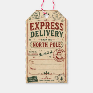 Vintage North Pole Express fraktetikett Presentetikett