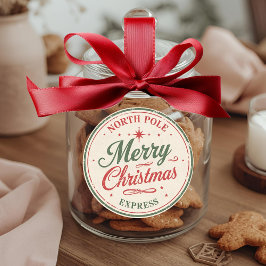 Vintage North Pole Merry Christmas Express  Runt Klistermärke