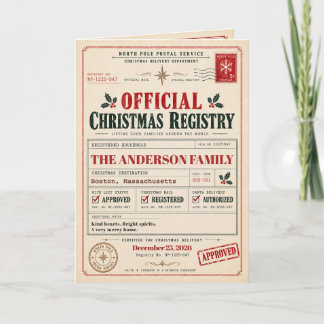 Vintage North Pole-registrering jul Kort