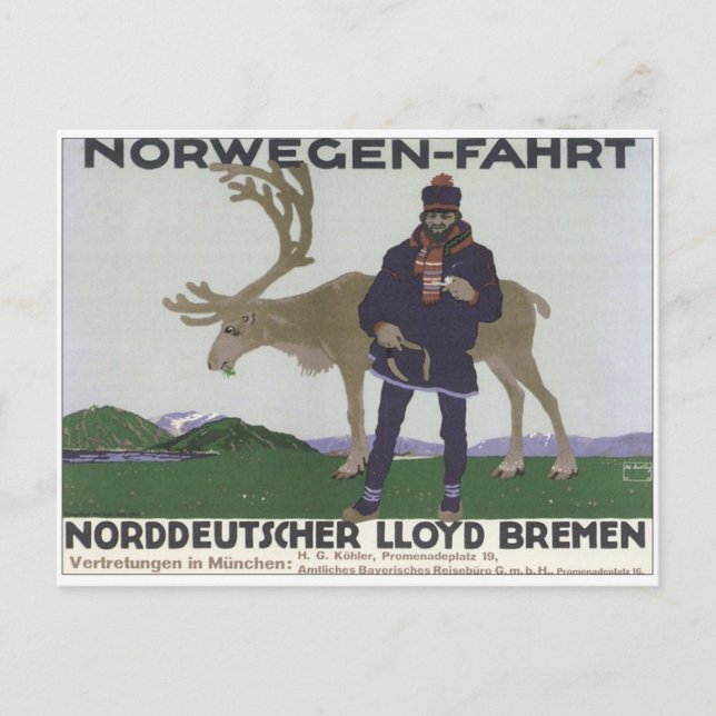 Vintage Norwegen Fahrt Vykort (Framsida)