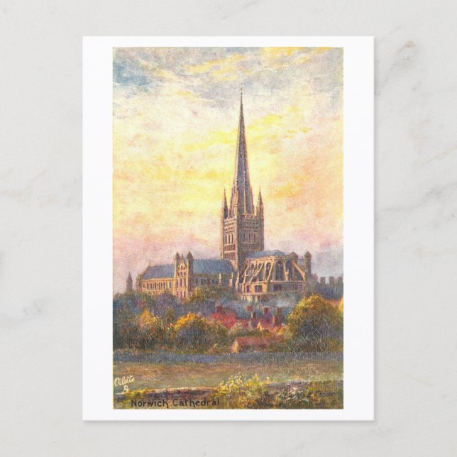 Vintage Norwich Cathedral Vykort (Framsida)