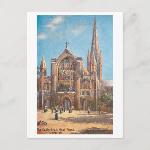 Vintage Norwich-katedralen Vykort