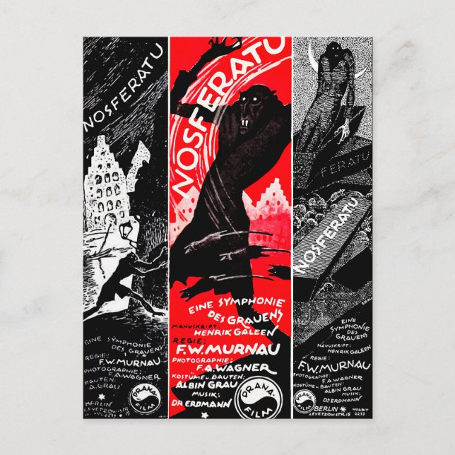 Vintage Nosferatu Art Postcard Vykort (Framsida)