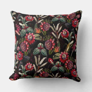 Vintage Nostalgic Black Passiflora Garden Throw P Kudde