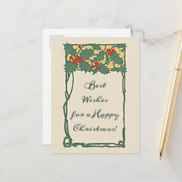 Vintage Nostalgic jul Holly Berries Helgdag Vykort