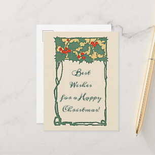 Vintage Nostalgic jul Holly Berries Helgdag Vykort