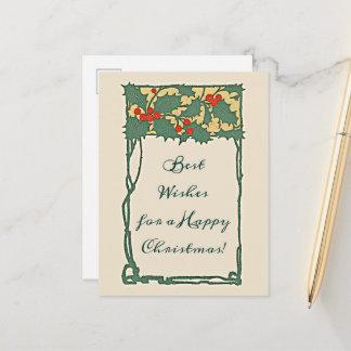 Vintage Nostalgic jul Holly Berries Helgdag Vykort