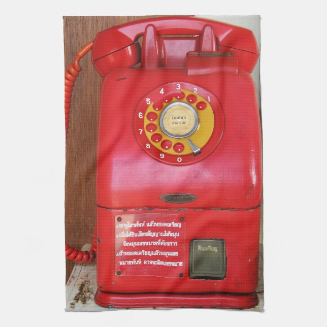 Vintage Nostalgic Old Classic Retro Telefon Kökshandduk (Vertikal)