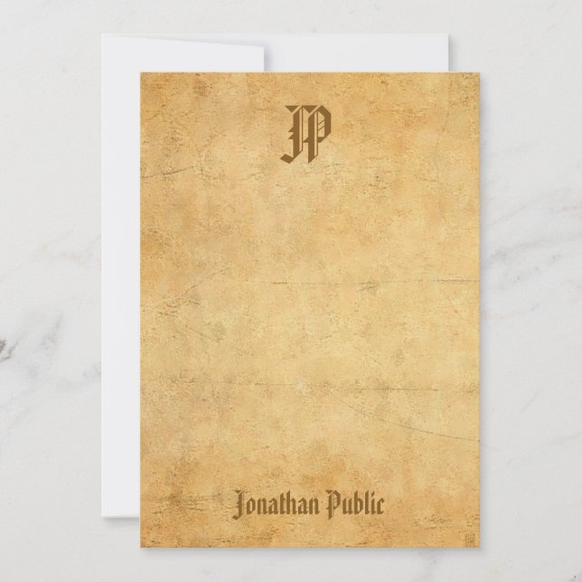 Vintage Nostalgik, handskriven monogrammall Anteckningskort (Framsida)