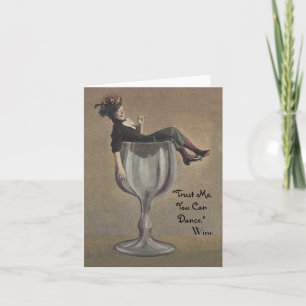 Vintage Note Card Lita på mig. Du kan dansa! Vin Kort