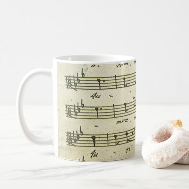 Vintage noter, antika notblad 1810 kaffemugg (Med munk)