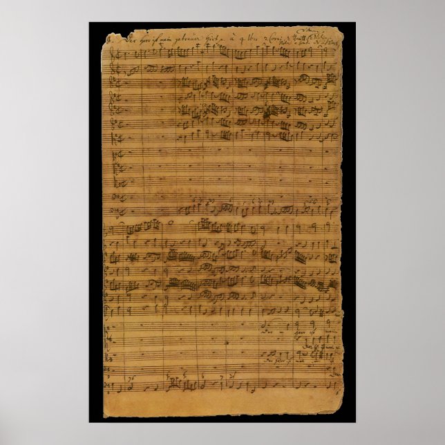 Vintage noter av Johann Sebastian Bach Poster (Framsidan)