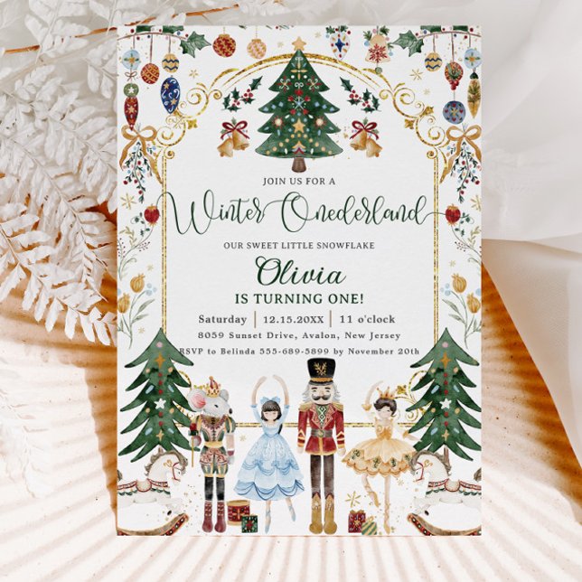 Vintage Nötknäckare Vinter Onederland 1-årsdag Inbjudningar (Skapare uppladdad)