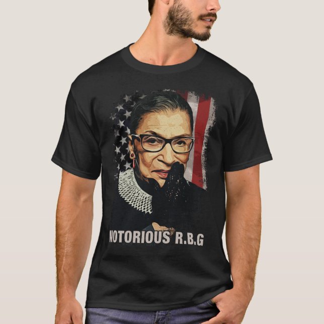 Vintage Notorious RBG American flagga T Shirt (Framsida)