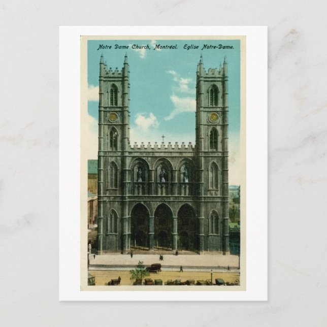 Vintage Notre Dame Church Montreal Vykort (Framsida)