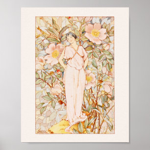 Vintage Nouveau Flower Fairy Poster