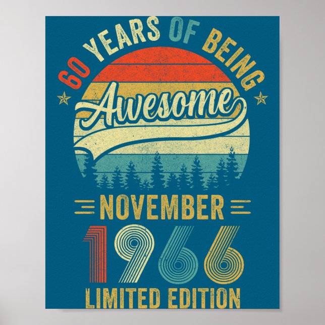Vintage november 1966 60 år illustration poster (Framsidan)