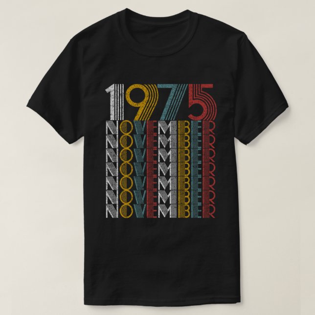 Vintage november 1975 Födelsedagsgåvor T Shirt (Design framsida)