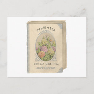 Vintage november födelsedag vykort