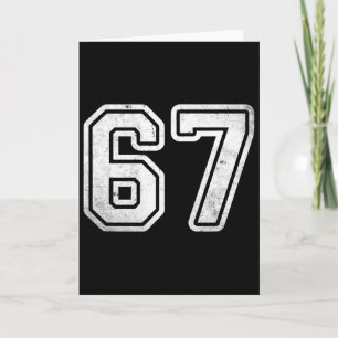 Vintage Nummer #67 Vit Sportlag Varsity Nummer Kort