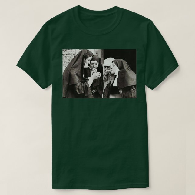 Vintage Nuns Rökning T Shirt (Design framsida)