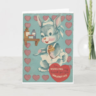 Vintage Nurse Bunny Valentine Helgkort