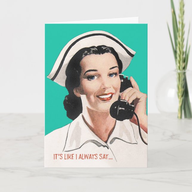 Vintage Nurse Funny födelsedagskort Kort (Framsida)