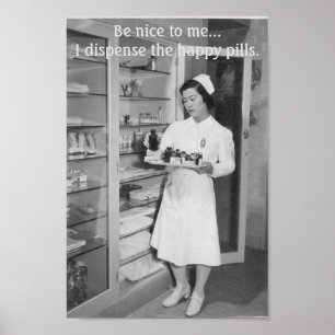 Vintage Nurse - Lycklig Pills Poster