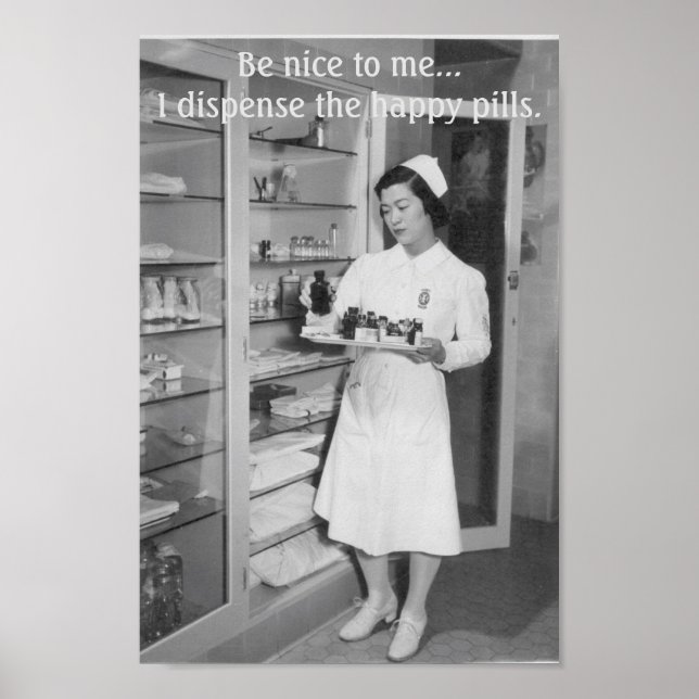 Vintage Nurse - Lycklig Pills Poster (Framsidan)