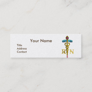 VINTAGE NURSE och Guld Caduceus NR Emblem Pearl Mini Visitkort