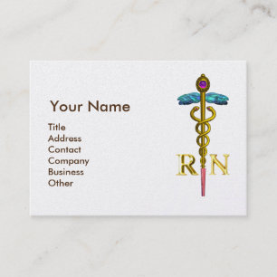 VINTAGE NURSE och Guld Caduceus NR Emblem Pearl Visitkort