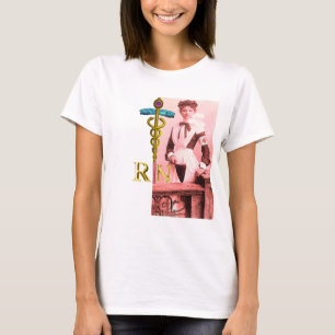 VINTAGE NURSE och Guld Caduceus NR Emblem Tee