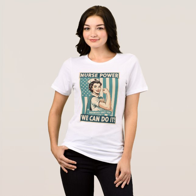 Vintage Nurse Poster T-Shirt (Framsida Full)