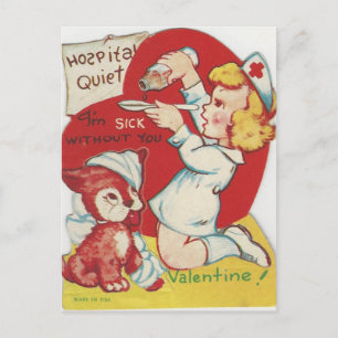 Vintage Nurse Valentine Helg Vykort